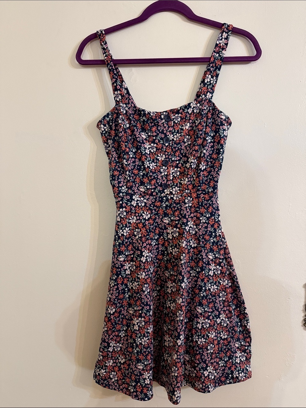 NWOT - britton Navy Floral Mini Dress with Pink and White Flowers size Small